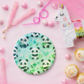 Assiettes En Carton Panda Bear Motif Vert Imprimer (Fête)