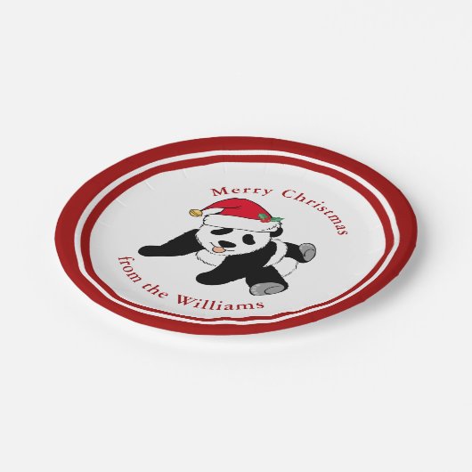 Assiettes En Carton Panda Bear Noël mignon Custom Red Party (Angle)