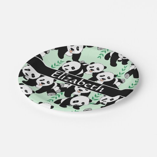 Assiettes En Carton Panda Bears Graphique à personnaliser (Angle)