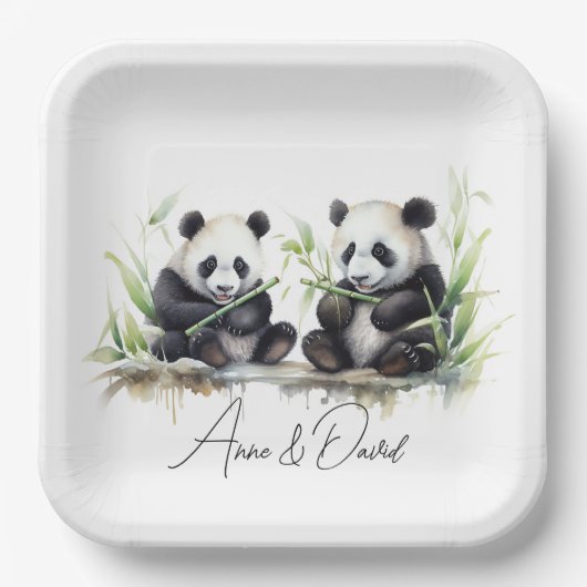 Assiettes En Carton Panda Bears pour la fête d'anniversaire (Recto)