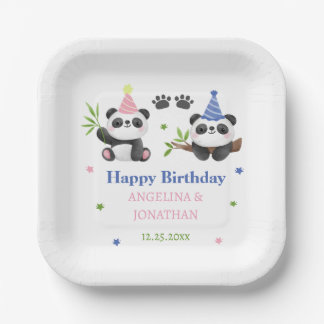 Assiettes En Carton Panda Boy and Girl Joint Birthday