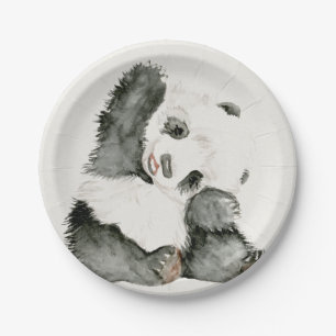 Assiettes En Carton Panda de bébé   mignon et velu