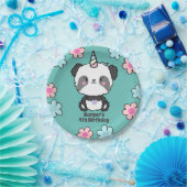 Assiettes En Carton Panda Douce Unicorn Girly Floral Personnalisé Pape (Fête)