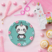 Assiettes En Carton Panda Douce Unicorn Girly Floral Personnalisé Pape (Fête)