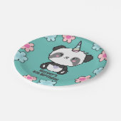 Assiettes En Carton Panda Douce Unicorn Girly Floral Personnalisé Pape (Angle)