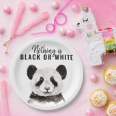 Assiettes En Carton Panda Funky Moderne Noir Et Blanc Avec Citation (Fête)