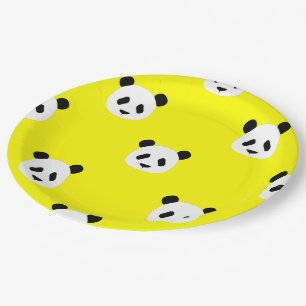 Assiettes En Carton Panda Motif minimaliste - Jaune