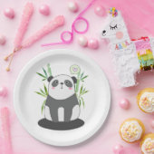 Assiettes En Carton Panda noir et blanc mignonne en Bambou (Fête)
