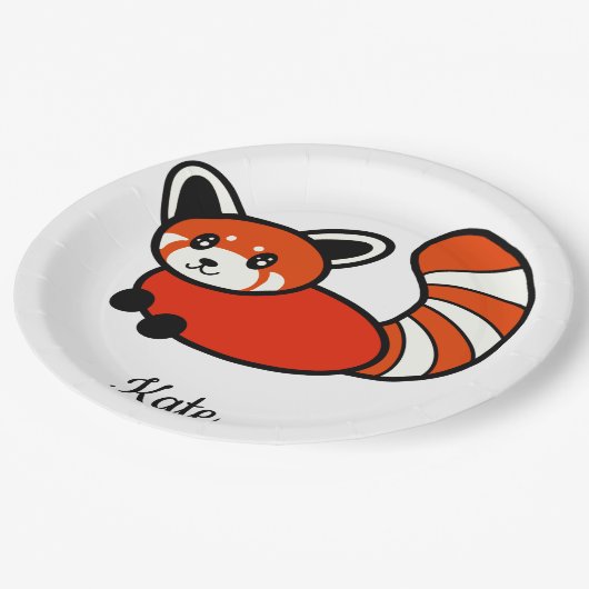 Assiettes En Carton Panda rouge (Angle)