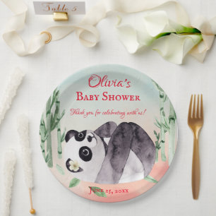 Assiettes En Carton Panda Tumbling mignon Baby shower de genre