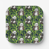 Assiettes En Carton Panda with Bamboo Watercolor Pattern (Recto)