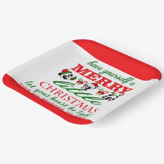 Assiettes En Carton Pandas de Noël personnalisés (Angulaire)