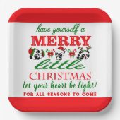 Assiettes En Carton Pandas de Noël personnalisés (Recto)