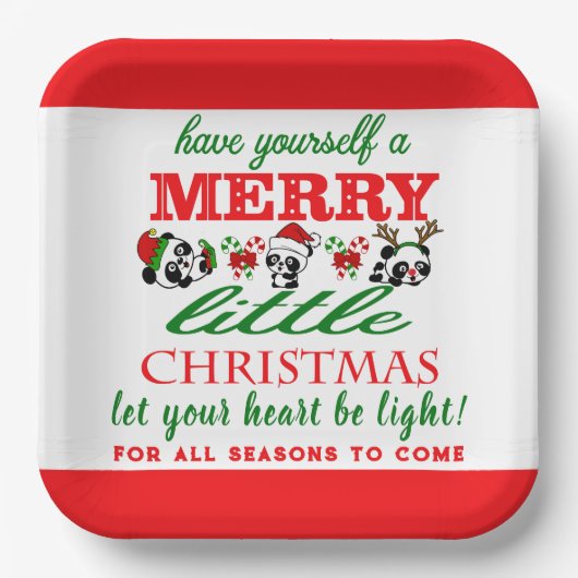 Assiettes En Carton Pandas de Noël personnalisés (Recto)