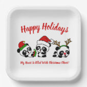 Assiettes En Carton Pandas de Noël personnalisés (Recto)