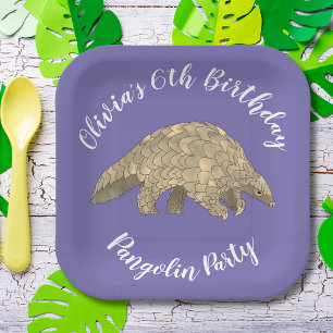 Assiettes En Carton Pangolin Party Girls 6th Birthday Purple Ajouter u