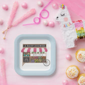 Assiettes En Carton Panier à fleurs Baby shower rose (Fête)