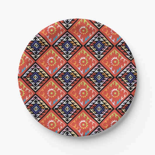 Assiettes En Carton Panier africain - Motif multiple (Devant)