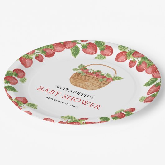 Assiettes En Carton Panier de fraises Berry Baby shower sucré (Angle)