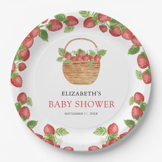 Assiettes En Carton Panier de fraises Berry Baby shower sucré (Devant)