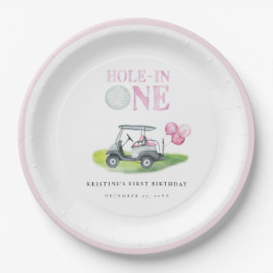 Assiettes En Carton Panier de golf rose Trou-en-un Plaques en papier d