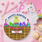 Assiettes En Carton Panier de Pâques d'oeufs de poussette jaune (Fête)