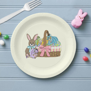 Assiettes En Carton Panier de Pâques Dragons Fantaisie Mignons