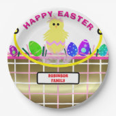 Assiettes En Carton Panier de Pâques en or rose Jaune (Devant)