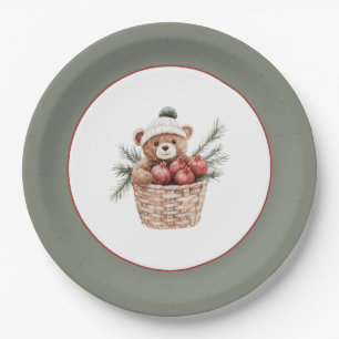 Assiettes En Carton Panier Grenade Ours en Peluche Noël