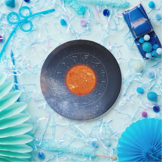 Assiettes En Carton Panneau astrologique Leo Zodiac - Soleil doré (Fête)