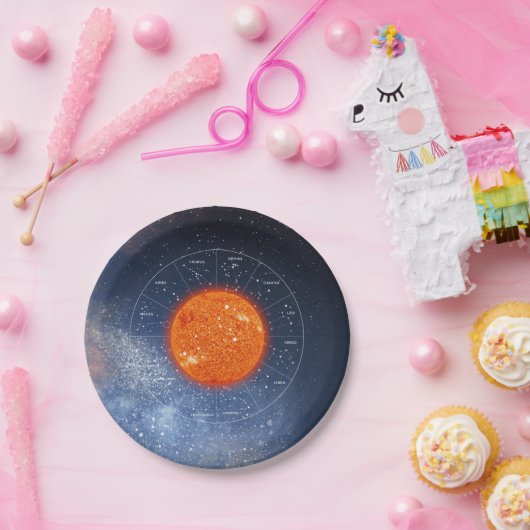 Assiettes En Carton Panneau astrologique Leo Zodiac - Soleil doré (Fête)