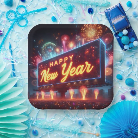 Assiettes En Carton Panneau d'affichage Nouvel An (Fête)