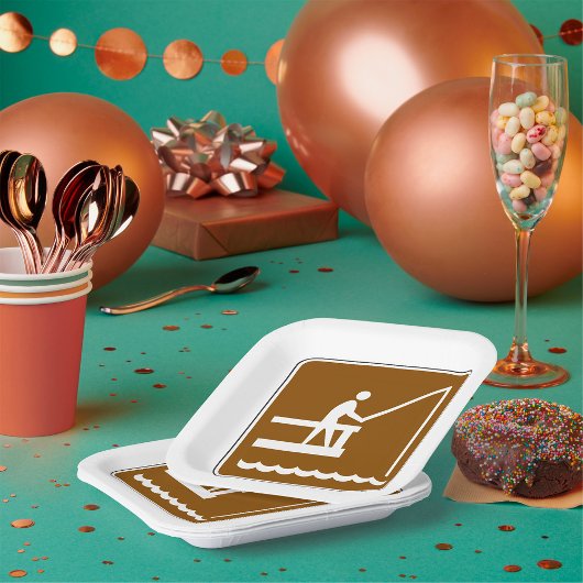 Assiettes En Carton Panneau de la zone de pêche