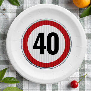 Assiettes En Carton Panneau de limitation de vitesse pour 40e annivers