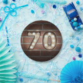 Assiettes En Carton Panneau de marquise du 70e anniversaire sur mur en (Fête)