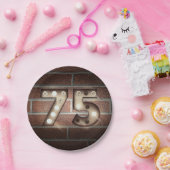 Assiettes En Carton Panneau de marquise du 75e anniversaire sur mur de (Fête)