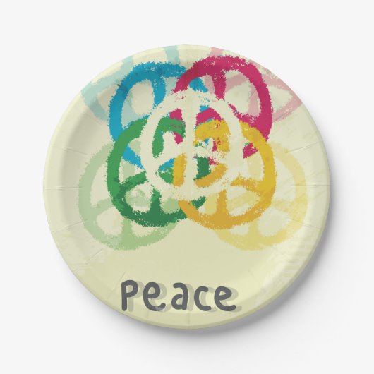 Assiettes En Carton Panneau de paix (Devant)