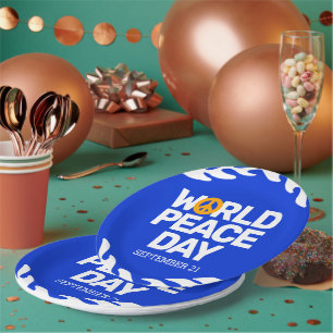Assiettes En Carton Panneau de paix de la Journée Mondiale de la Paix