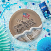 Assiettes En Carton Panneau de plage God Bless America (Fête)