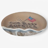 Assiettes En Carton Panneau de plage God Bless America (Angle)