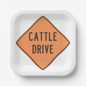 Assiettes En Carton Panneau de route de Cattle Drive (Recto)