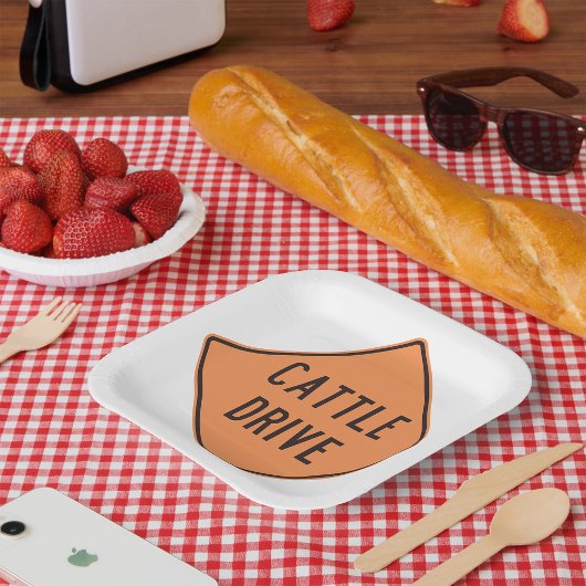 Assiettes En Carton Panneau de route de Cattle Drive