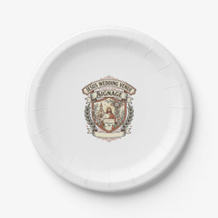 Assiettes En Carton Panneau de signalisation du lieu de mariage de Jés