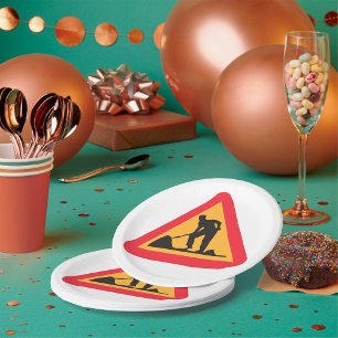 Assiettes En Carton Panneau de travaux routiers à venir Zone de constr