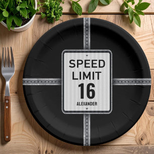 Assiettes En Carton Panneau de vitesse d'anniversaire 16 moderne