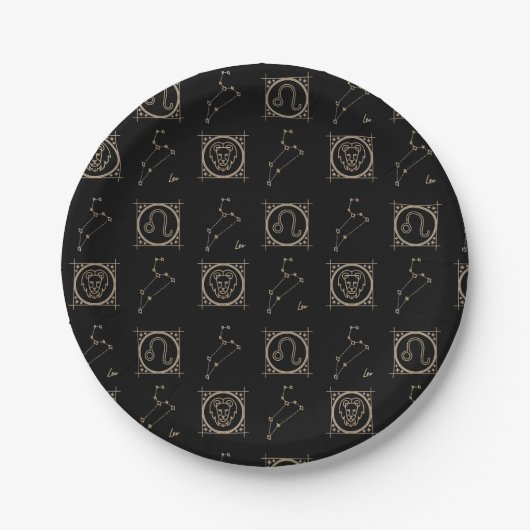 Assiettes En Carton Panneau étoile Zodiac noir et or (Devant)