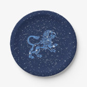 Assiettes En Carton Panneau Léo Constellation et Zodiaque avec étoiles (Devant)