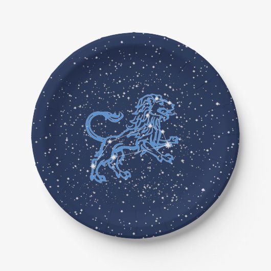 Assiettes En Carton Panneau Léo Constellation et Zodiaque avec étoiles (Devant)
