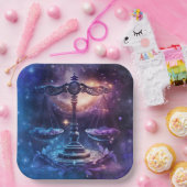 Assiettes En Carton Panneau Libra Zodiac Aquarelle Design (Fête)