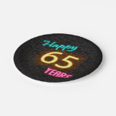 Assiettes En Carton Panneau Neon 65 sur mur en brique (Angle)